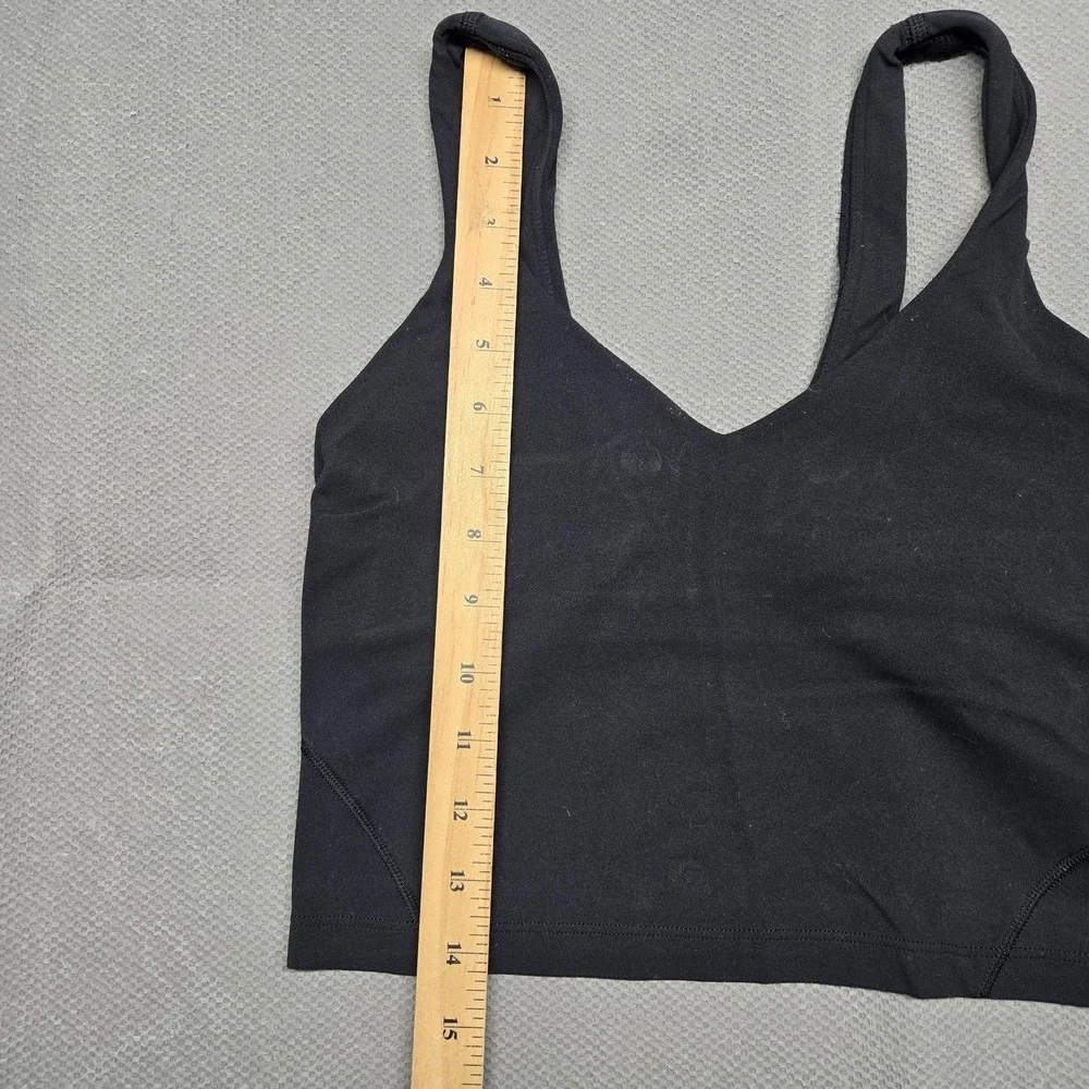 Lululemon Longline Sports Bra Tank Womens Small Black V Neck‎ Yoga Athletic